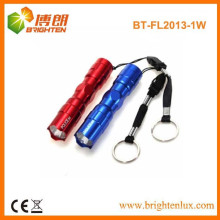 Alimentation en usine Prix à bas prix Batterie 1AA Alimenté Promotionnel Bright Pocket 1w led Aluminium Mini torche led avec Keychain pour cadeau